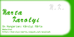 marta karolyi business card